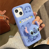 Cute 3D Stitch Grip Tok Silicone Case – Soft Cartoon Shockproof Cover for iPhone